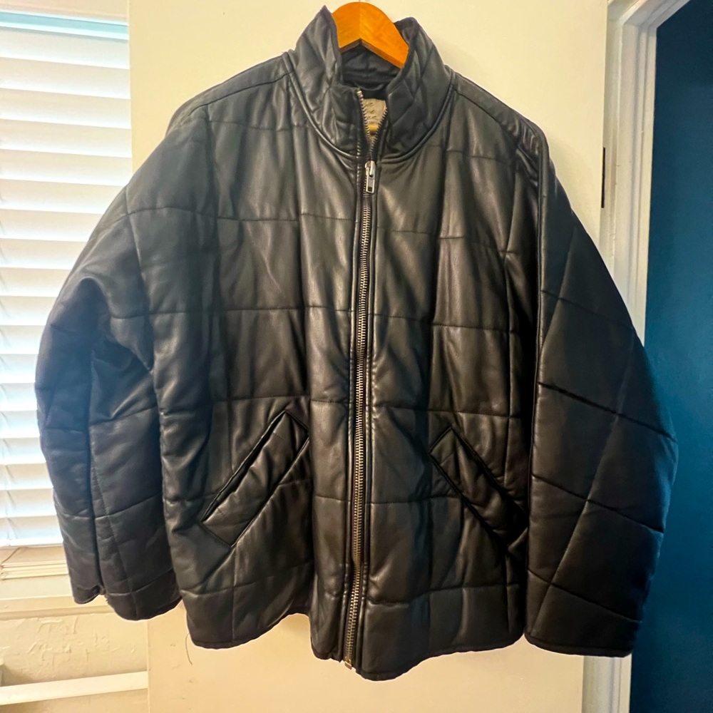 We the Free oversized bomber jacket, vegan leather, size Small.